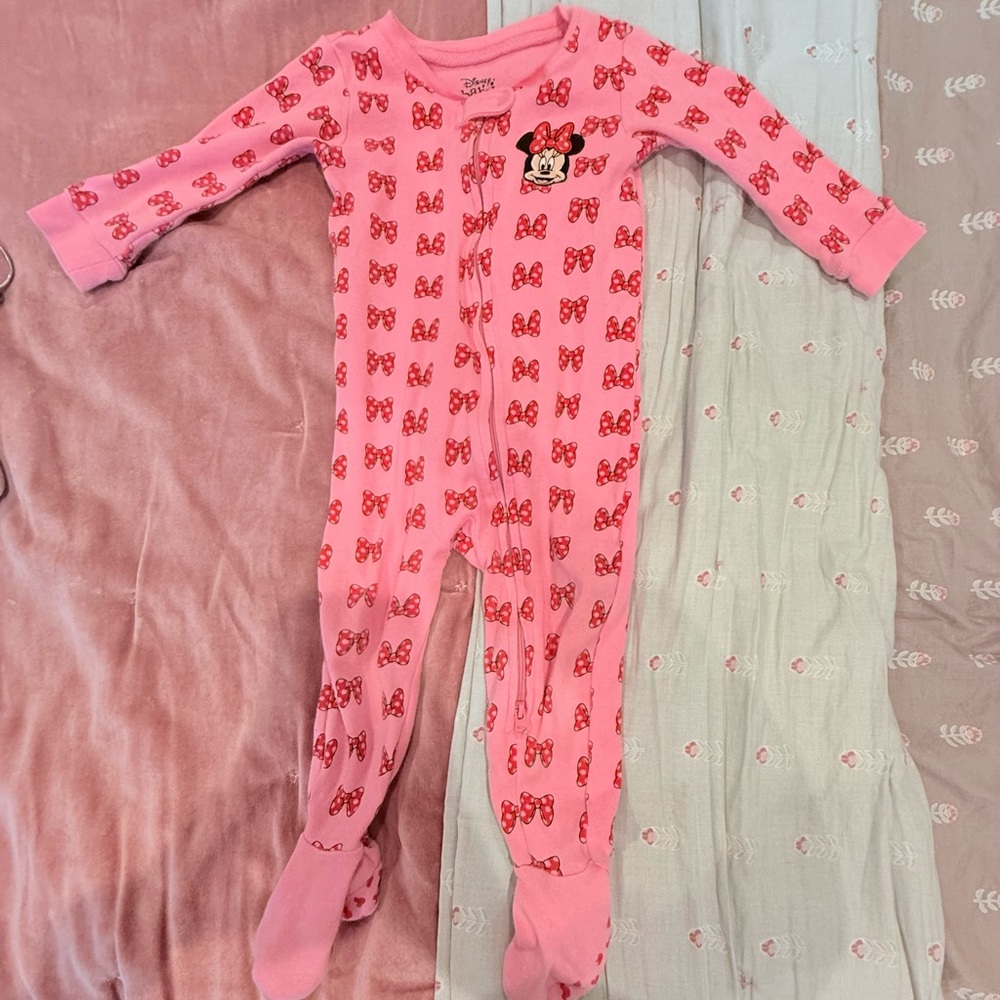 Disney Minnie Mouse Pink Footed Onesie